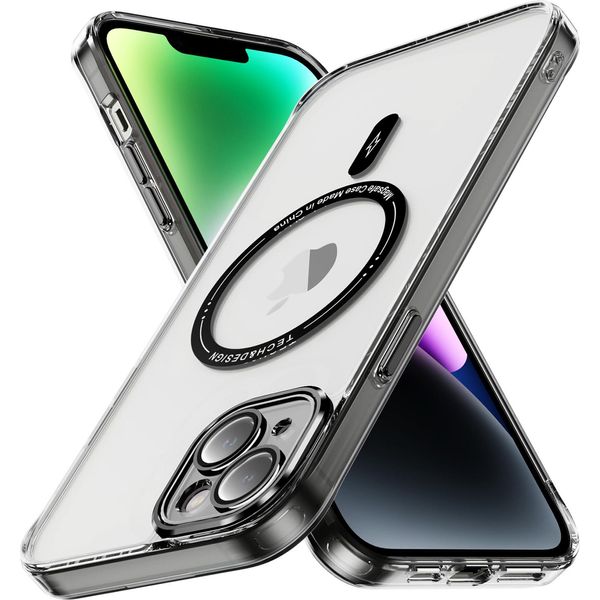 Custodia Magnetica Trasparente Per Iphone 14, Compatibile Con Magsafe, Custodia Protettiva Ibrida Antiurto Nera-image