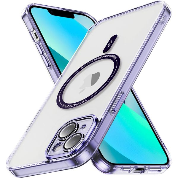 Custodia Magnetica Trasparente Per Iphone 13 Mini, Compatibile Con Magsafe, Custodia Protettiva Ibrida Antiurto Viola-image