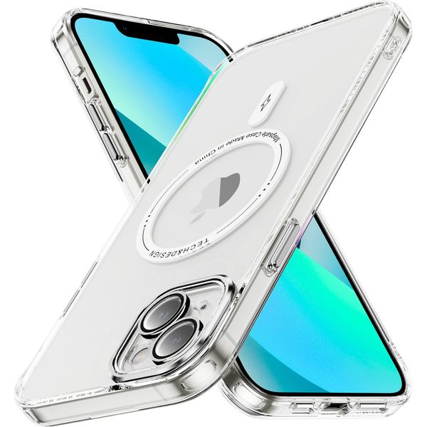 Custodia Magnetica Trasparente Per Iphone 13 Mini, Compatibile Con Magsafe, Custodia Protettiva Antiurto Ibrida Bianca-image