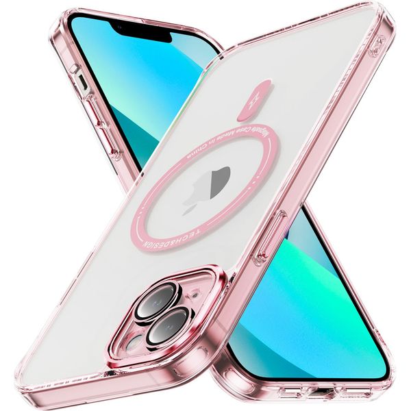 Custodia Magnetica Trasparente Per Iphone 13, Compatibile Con Magsafe, Custodia Protettiva Ibrida Antiurto Rosa-image