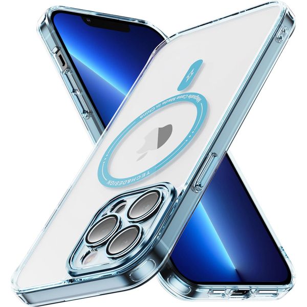 Custodia Magnetica Trasparente Per Iphone 12 Pro Max, Compatibile Con Magsafe, Custodia Protettiva Ibrida Antiurto Blu-image