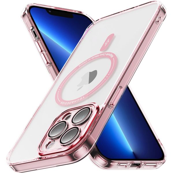 Custodia Magnetica Trasparente Per Iphone 13 Pro Max, Compatibile Con Magsafe, Custodia Protettiva Ibrida Antiurto Rosa-image