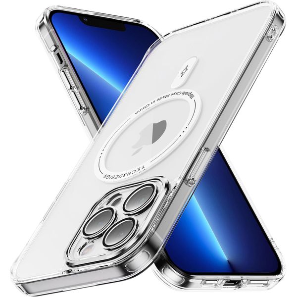 Custodia Magnetica Trasparente Per Iphone 13 Pro, Compatibile Con Magsafe, Custodia Protettiva Antiurto Ibrida Bianca-image