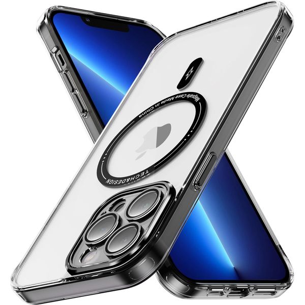 Custodia Magnetica Trasparente Per Iphone 12 Pro Max, Compatibile Magsafe, Custodia Protettiva Ibrida Antiurto Nera-image