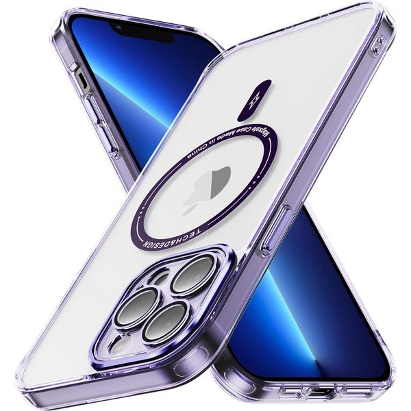 Custodia Magnetica Trasparente Per Iphone 11 Pro Max, Compatibile Con Magsafe, Custodia Protettiva Ibrida Antiurto Viola-image