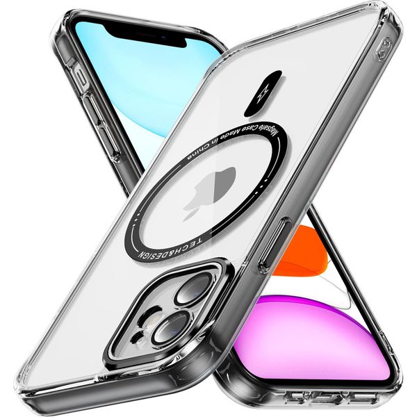 Custodia Magnetica Trasparente Per Iphone 11, Compatibile Con Magsafe, Custodia Protettiva Antiurto Ibrida Nera-image