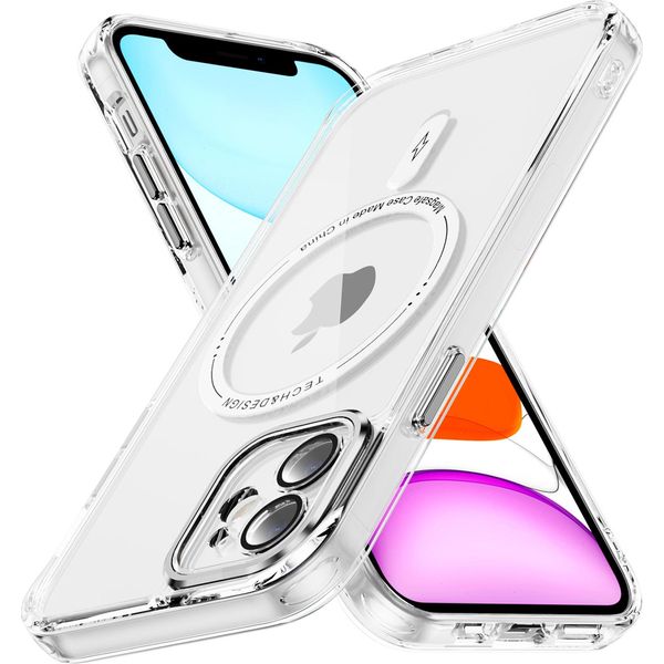 Custodia Trasparente Magnetica Per Iphone 11, Compatibile Con Magsafe, Custodia Protettiva Ibrida Antiurto Bianca-image