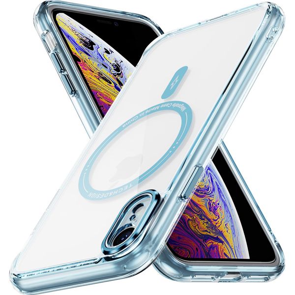 Custodia Magnetica Trasparente Per Iphone Xr, Compatibile Con Magsafe, Custodia Protettiva Ibrida Antiurto Blu-image