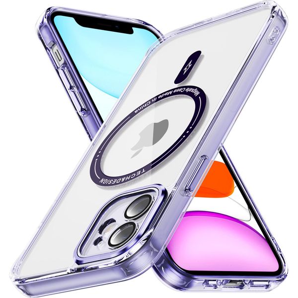 Custodia Magnetica Trasparente Per Iphone 11, Compatibile Con Magsafe, Custodia Protettiva Ibrida Antiurto Viola-image
