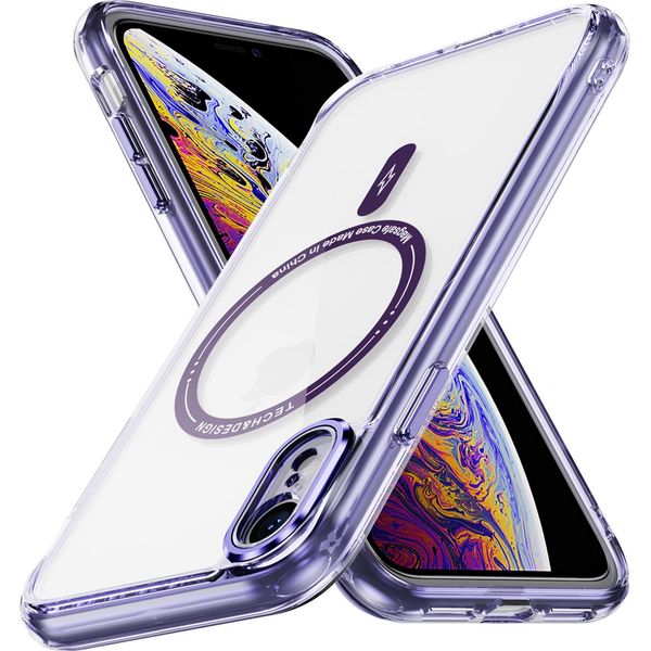 Custodia Magnetica Trasparente Per Iphone Xr, Compatibile Con Magsafe, Custodia Protettiva Ibrida Antiurto Viola-image