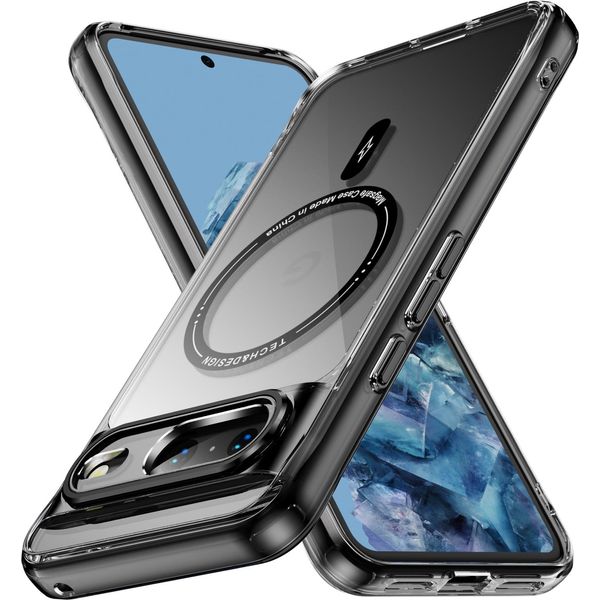 Custodia Magnetica Trasparente Per Google Pixel 8A, Compatibile Con Magsafe, Custodia Protettiva Ibrida Antiurto Nero-image