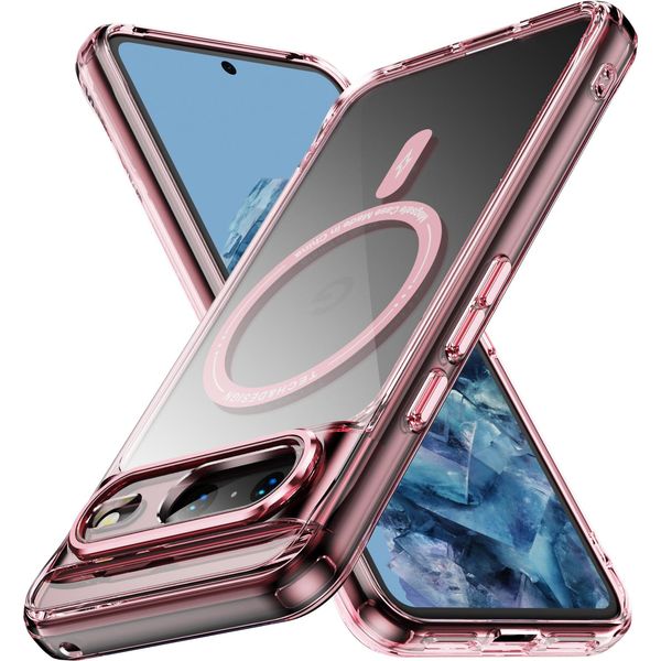 Custodia Magnetica Trasparente Per Google Pixel 8A, Compatibile Con Magsafe, Custodia Protettiva Ibrida Antiurto Rosa-image