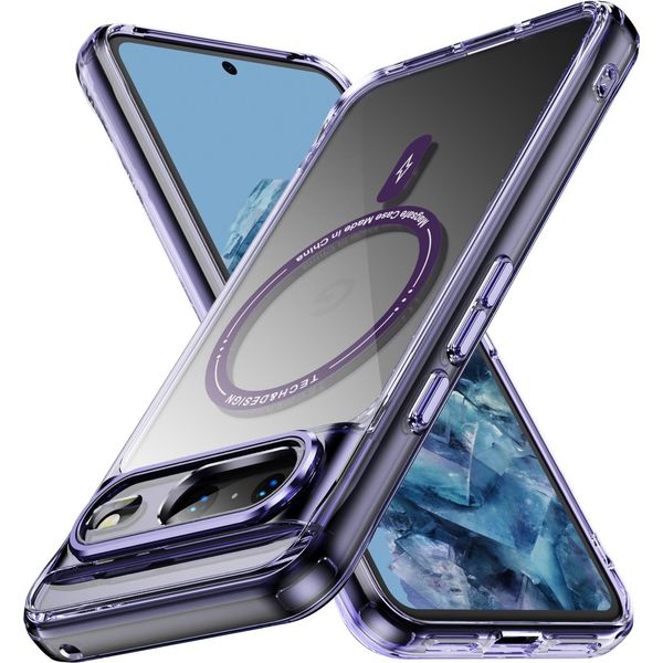 Custodia Magnetica Trasparente Per Google Pixel 8A, Compatibile Con Magsafe, Custodia Protettiva Ibrida Antiurto Viola-image