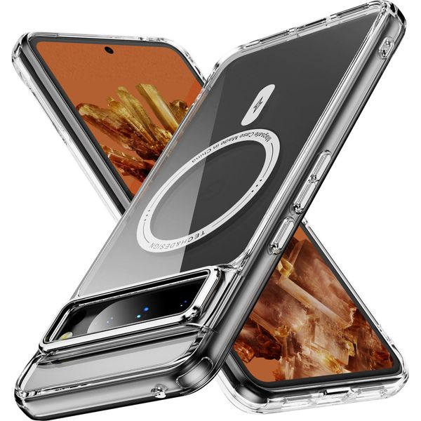 Custodia Magnetica Trasparente Per Google Pixel 8 Pro, Compatibile Con Magsafe, Custodia Protettiva Ibrida Antiurto Bianca-image