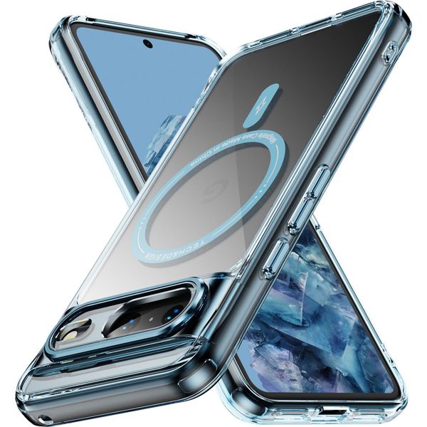 Custodia Magnetica Trasparente Per Google Pixel 8A, Compatibile Con Magsafe, Custodia Protettiva Ibrida Antiurto Blu-image