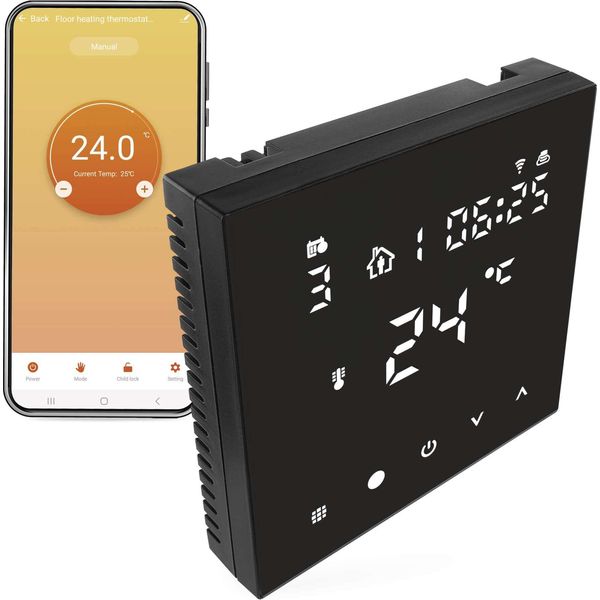 Termostato Ambiente Emos Gosmart Wifi Per Riscaldamento A Pavimento Con App, Programmabile Con Sensore A Pavimento, Compatibile Con Alexa, Google, Nero, P56201BUF-image