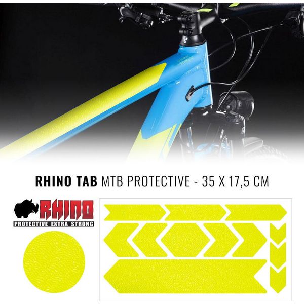 Kit Adesivo Di Protezione Telaio Bici Rhino Mtb, Giallo Fluo, 35 X 17,5 Cm-image
