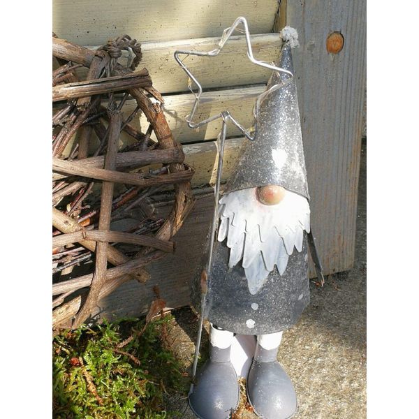 Babbo Natale A Led Con Stella, Grigio Babbo Natale A Led Con Stella - 37 Cm-image