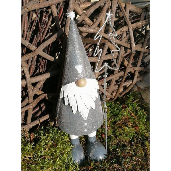 Babbo Natale Led Con Abete, Grigio Babbo Natale Led Con Abete - 24 Cm-image