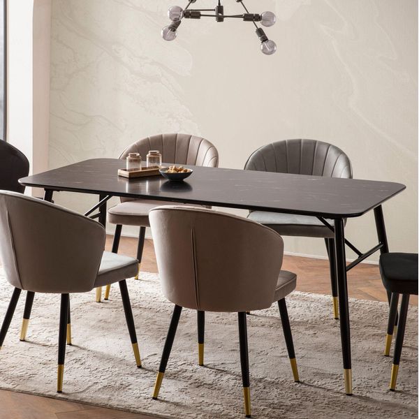 Finebuy Tavolo Da Sala Da Pranzo Tavolo Da Pranzo Nero In Look Marmo Tavolo Da Cucina Moderno Con Gambe In Metallo Tavolo Da Pranzo Tavolo Rettangolare Sala Da Pranzo-image