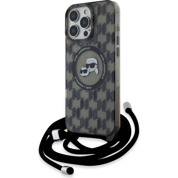 Karl Lagerfeld Klhmp16Lhckcklck Iphone 16 Pro 6.3 Czarny/Nero Custodia Rigida Iml Crossbody Monogram Karl & Choupette Head Magsafe-image