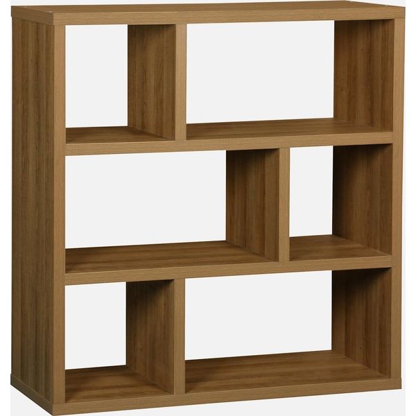 Libreria Asimmetrica A 3 Livelli Con 6 Vani, Albero Di Mango-image