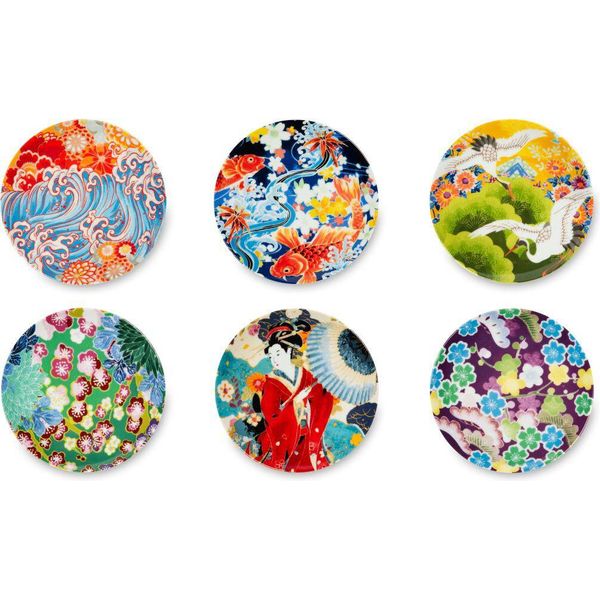 Excelsa Set Di 6 Piatti Da Portata Kimono In Porcellana 15 Cm Colorato-image