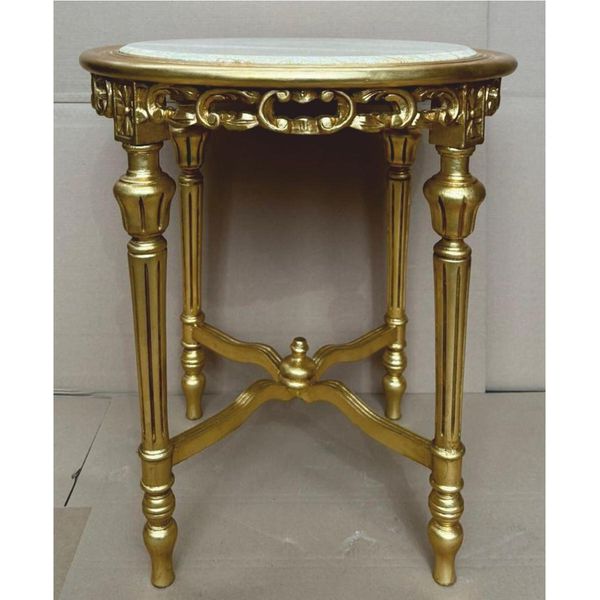 Casa Padrino Tavolino Barocco Oro/Grigio Ø 60 X H. 72 Cm - Mobili Barocchi-image