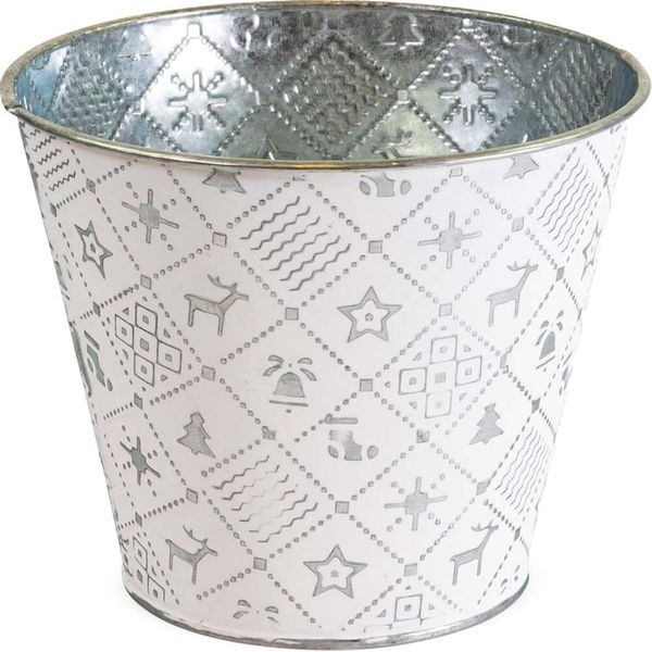 Vaso Rotondo Per Piante, In Argento Ø 10X9 Cm, Fioriera In Metallo-image