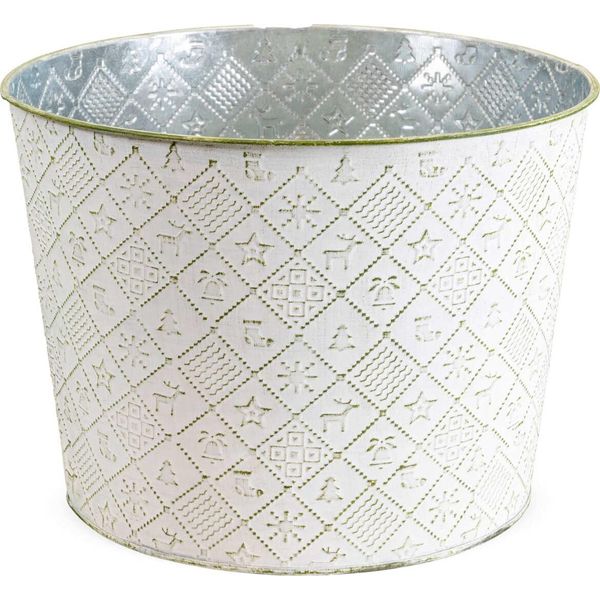 Vaso Per Piante Rotondo, Verde Ø 25X19 Cm, Fioriera In Metallo-image