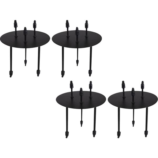 Set Di 4 Candele A Colonna Nere Portacandele In Metallo-image