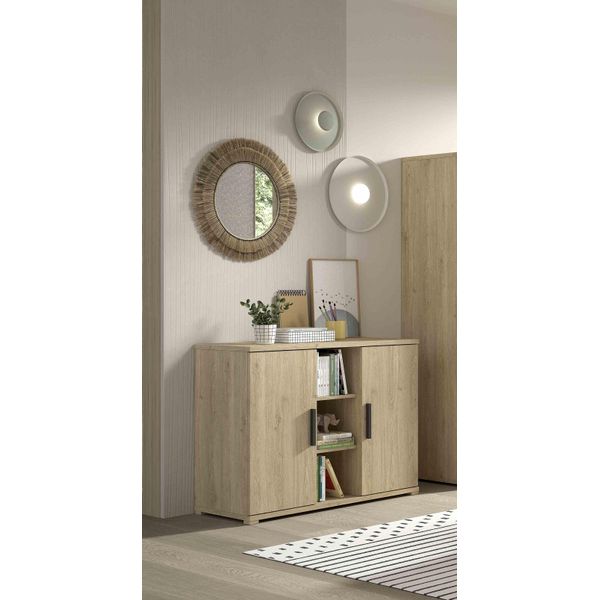 Vipack - Cassettiera Sam Con 2 Ante E Ripiano, Finitura Melaminico Rovere-image