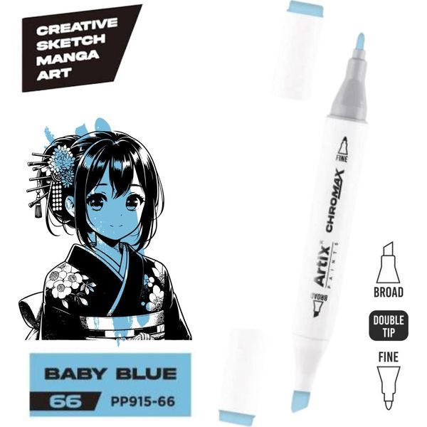 Marcatore Ad Alcool Chrommax Bifacciale In Blu Baby - Ideale Per Progetti Creativi E Disegni!-image