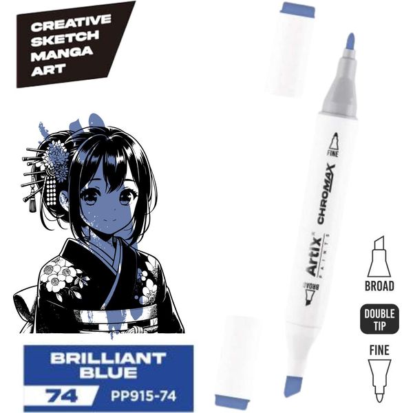 Set Di Pennarelli Chrommax Ultra Marine 73 - Pennarelli Ad Alcool Bifacciali Per Creazioni Artistiche E Disegni Espressivi! Perfetto Per Artisti E Appassionati D'arte!-image