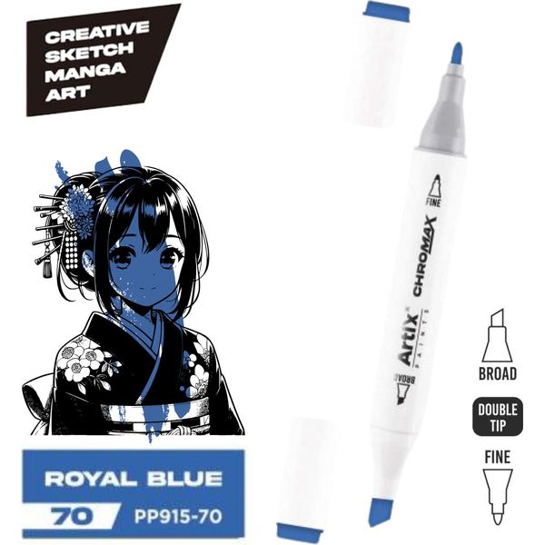Marcatore Ad Alcool Chrommax Bifacciale In Royal Blue - Perfetto Per Creare Un'arte Indimenticabile!-image