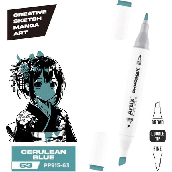 Duo Colori: Marcatore Ad Alcool Bifacciale Chrommax In Blu Ceruleo Intenso - Create Senza Confini!-image