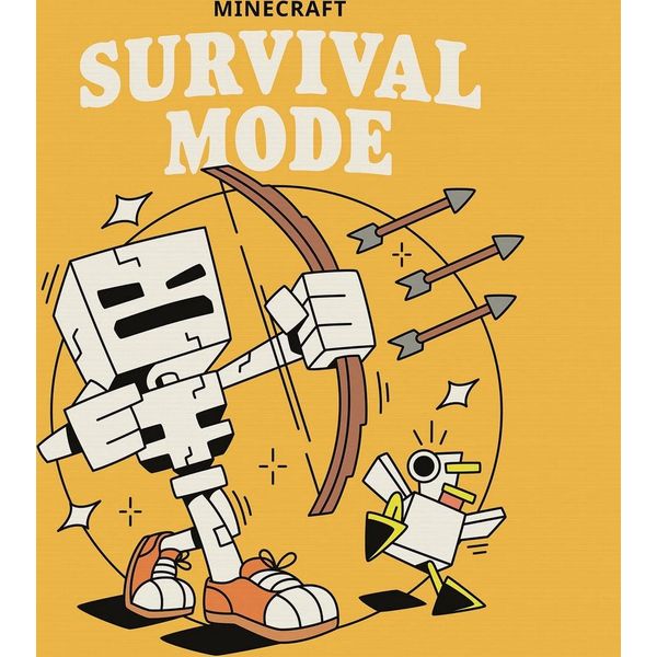 Minecraft - Stampa Su Tela Con Cornice "Survival Mode"" PM11189 (30,5 Cm X 30,5 Cm X 2 Cm) (Giallo/Bianco)"-image