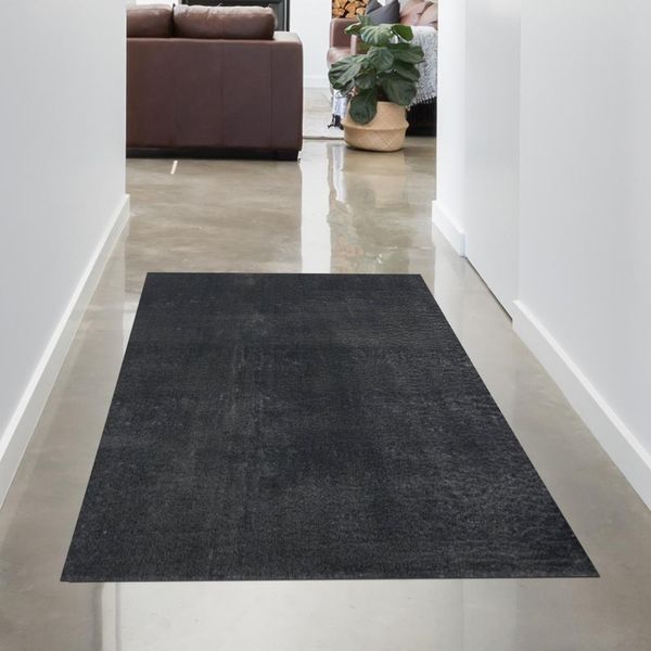 Tappeto Shaggy A Pelo Alto Lavabile Antiscivolo Grigio Antracite Dimensioni - 60 X 110 Cm-image