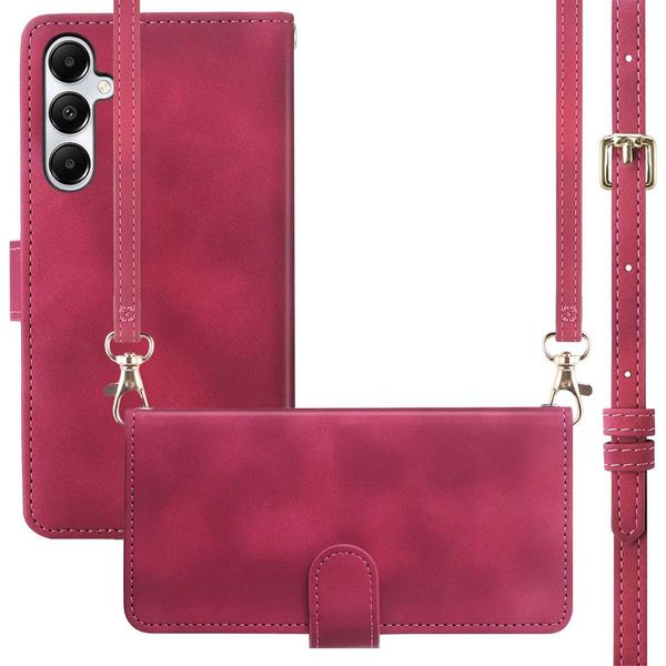 Custodia Per Samsung Galaxy A15/Samsung Galaxy A15 - Similcuoio - Cover Imoshion Con Cinturino/Custodia Pieghevole - Rosso-image
