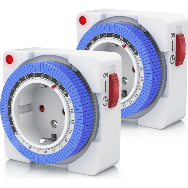Bearware 2X Timer, Meccanico, 24 Ore, Compatto, Intervalli Di Tempo Di 15 Minuti, Blocco Di Sicurezza Per Bambini-image