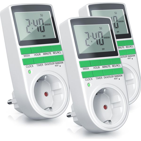Bearware 3X Timer, Digitale, Programmabile, Display Lcd, Timer Presa Di Corrente, Max. 3680W-image