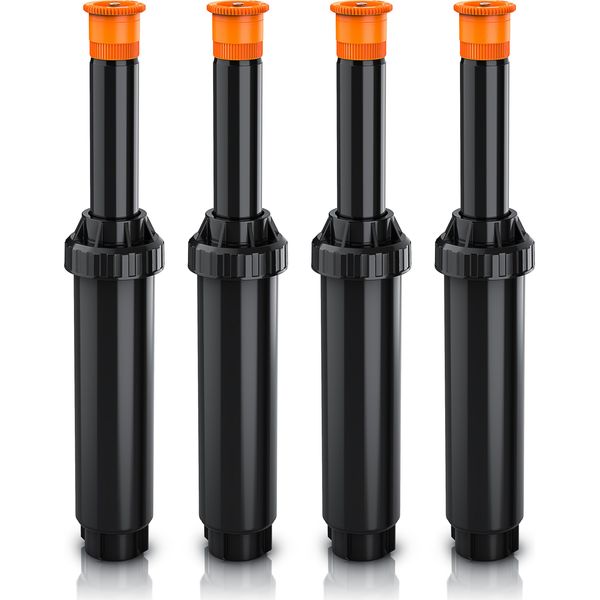 Brandson 4X Irrigatore Retrattile, Lunghezza 10 Cm, Irrigatore Per Prato, Sistema Di Irrigazione A Scomparsa Per Giardino-image