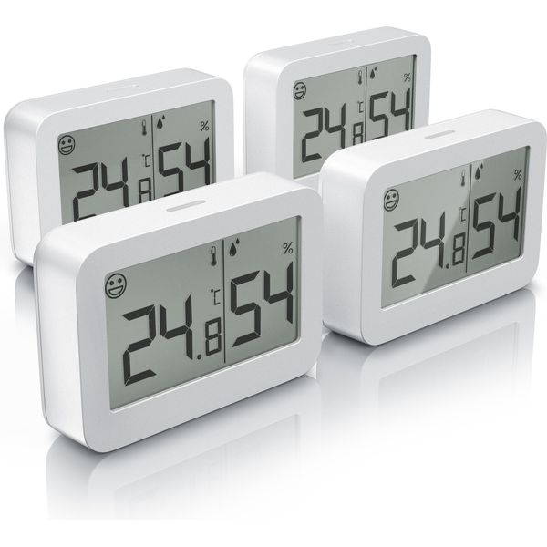 Bearware 4X Termometro Igrometro, Stazione Meteorologica Per Interni Con Magneti Di Supporto, Dispositivo Di Misurazione Della Temperatura E Dell'umidità-image
