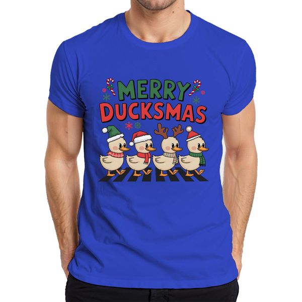 Merry Duckmas Duck Antlers - Maglietta Da Uomo Natale Xmas Christmas, Blu, Xl-image