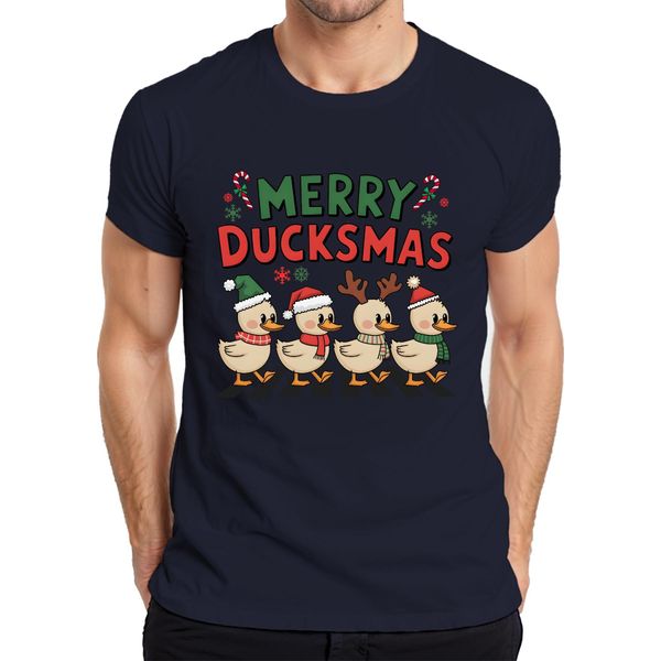 Merry Duckmas Duck Antlers - Maglietta Da Uomo Natale Xmas Christmas, Navy, 3XL-image