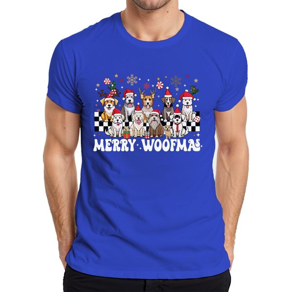 Maglietta Da Uomo Merry Woofmas Dog Owner - Christmas Xmas Christmas, Blu, S-image