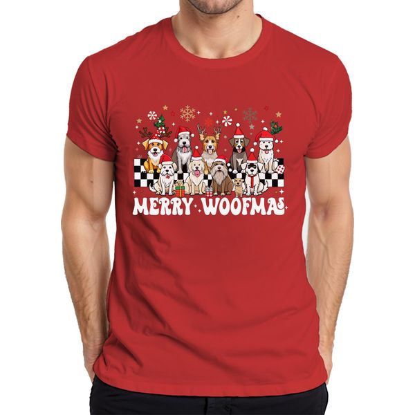 Maglietta Da Uomo Merry Woofmas Dog Owner - Christmas Xmas Christmas, Rosso, Xl-image