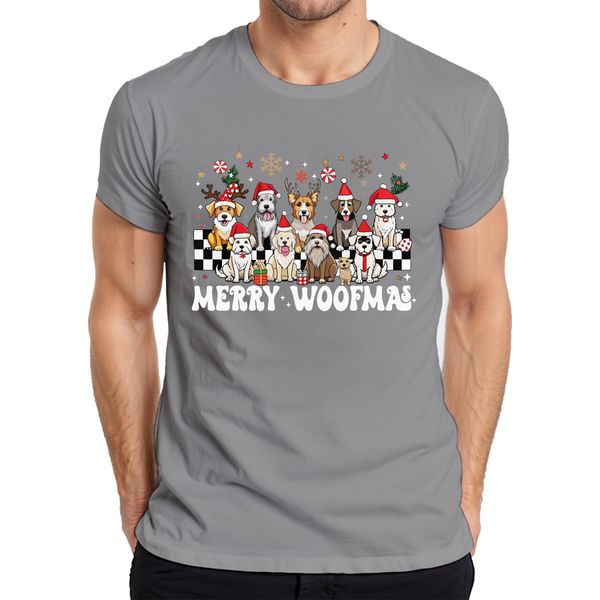 Maglietta Da Uomo Merry Woofmas Dog Owner - Christmas Xmas Christmas, Grigio, S-image