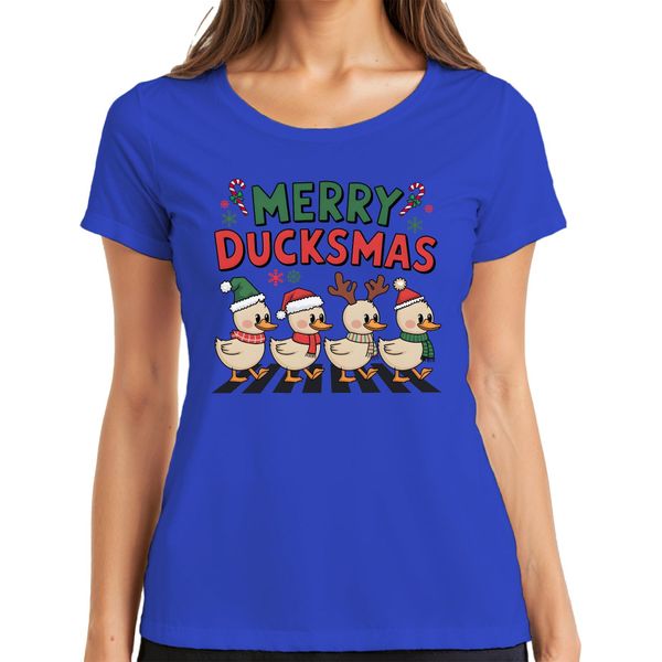 Merry Duckmas Duck Antlers - Maglietta Da Donna Natale Xmas Christmas, Blu, Xl-image