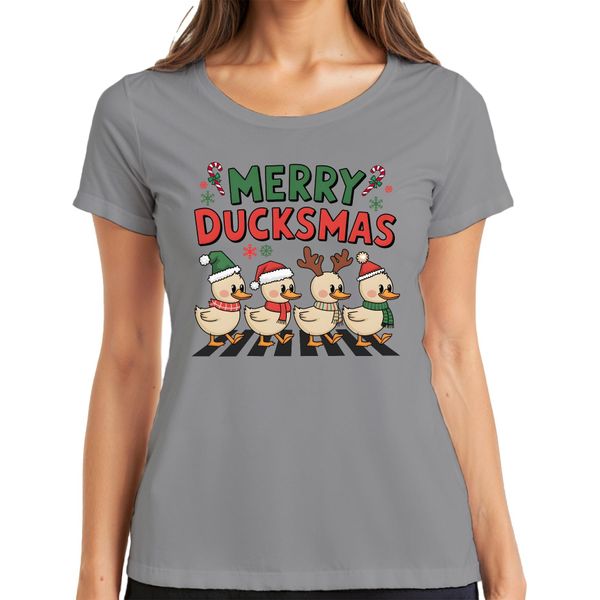 Merry Duckmas Duck Antlers - Maglietta Da Donna Natale Xmas Christmas, Grigio, Xl-image